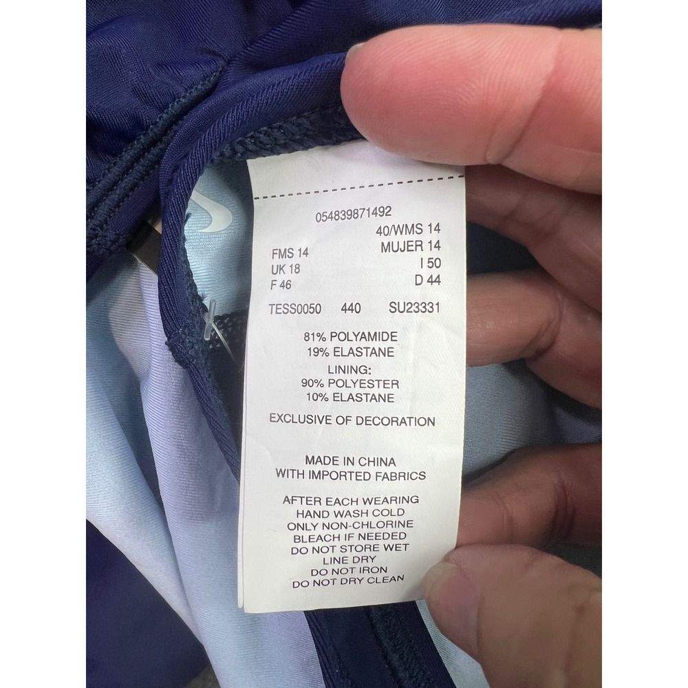 Nike Womens One Piece Swimsuit Navy Blue Racerback Training TESS0050 Size 14 - Picture 6 of 7